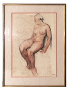 Charcoal-And-Red-Chalk-Drawing-Of-A-Nude-Signed-And-Dated-1935