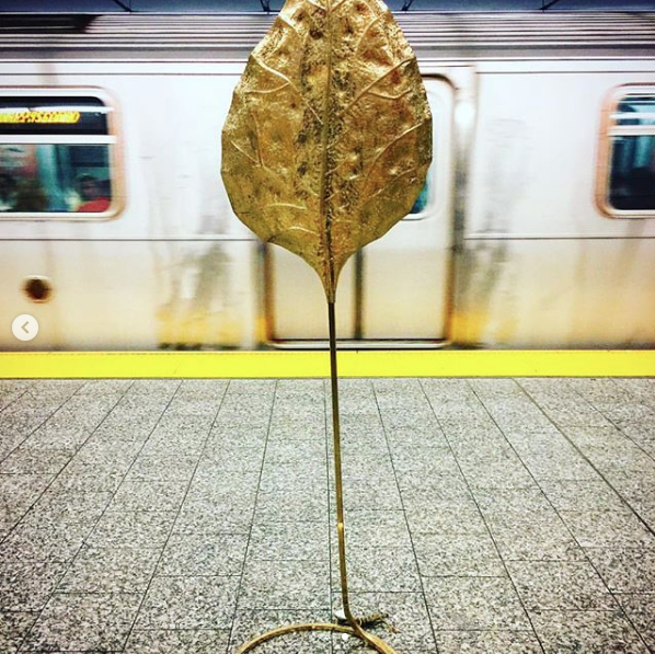 Tommaso Barbi Carlo Giorgi floor lamp in a New York City subway station