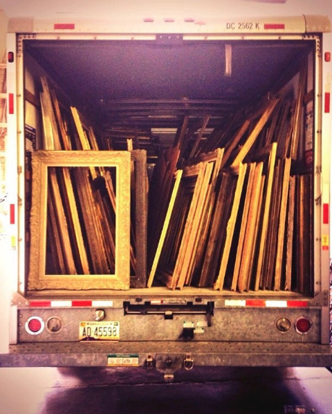 Rental truck filled with over 200 antique, period and modernist picture frames