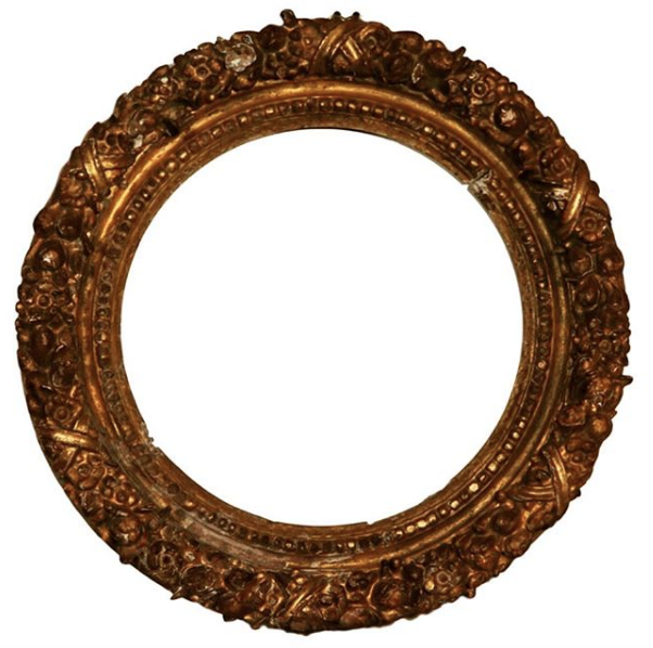 Antique European tondo round picture frame