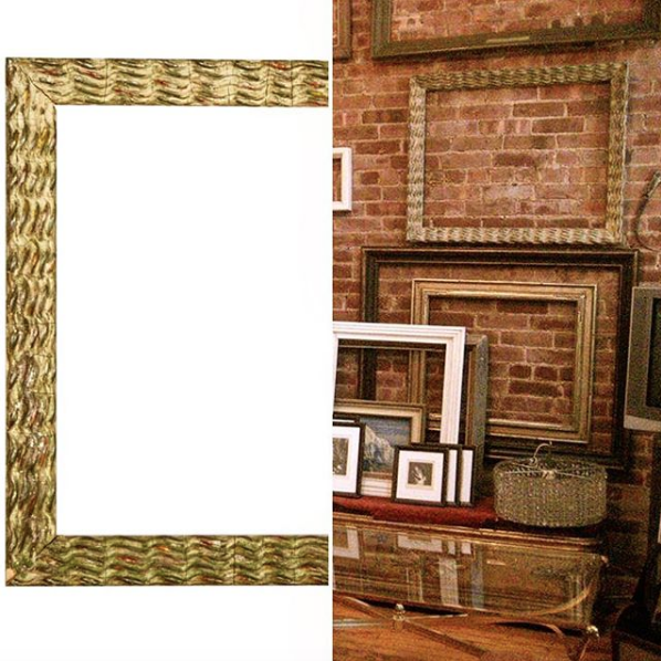 Antique modernist rippled gesso hand painted picture frame by Newcomb Macklin in the New York City apartment of Heather Karlie Vieira