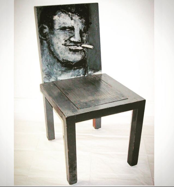 Robert Loughlin painted commissioned found object chair from the New York City flea market