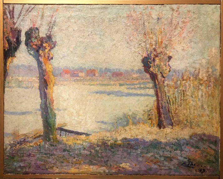 French Impressionist landscape painting of Pollard trees